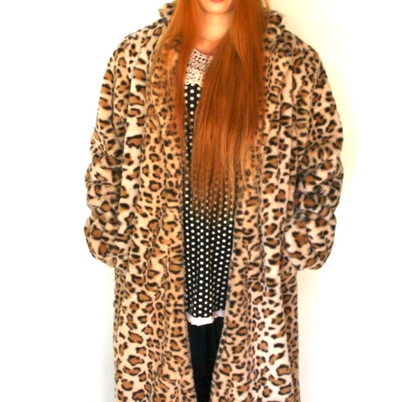 Long Coat LeopardFaux Fur CoatFur Jacket #EM18006T